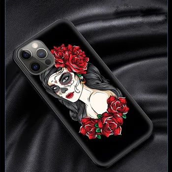 Mexické Lebky Dievča Luxusné Silikónové Telefón puzdro Pre iPhone 12 Mini 11 Pro Max 7 XR X 6 8 Plus 5 Shockproof Kryt Coque Bývanie
