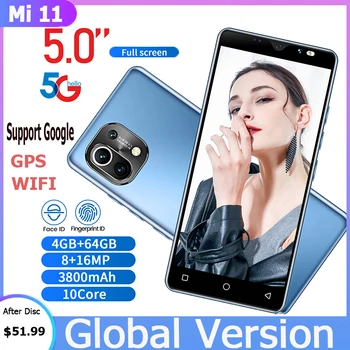 Mi 11 5-palcovým Smartphone 6 G+128G HD Displej 3800mah Batérie Android Mobilný Telefón, 8+16 mp Podporu Google WiFi GPS 5G Siete Telefón