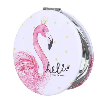Mini Kawaii Flamingo Zrkadlo Kolo Flexibilné Márnosť Vintage Ručné Make-Up Skladovanie Zrkadlo Roztomilý Kozmetika Darček Cestovné Príslušenstvo