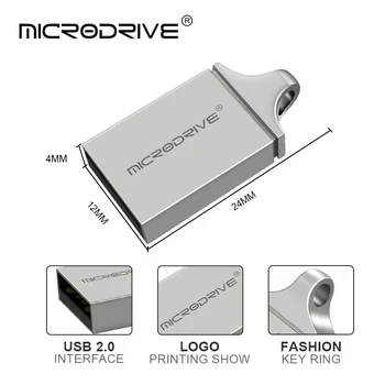Mini Kovové USB Flash Disk s kapacitou 8 gb 16 GB 32 GB kl ' úč Flash Memory Stick 64gb 128gb nepremokavé Pero Disk usb disku thumbdrive pre auto
