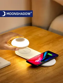 MOONSHADOW Nočné Svetlo Inteligentné Led Senzor Spálňa Posteli USB Bezdrôtové Nabíjanie Ochrana Očí Nočné Lampy
