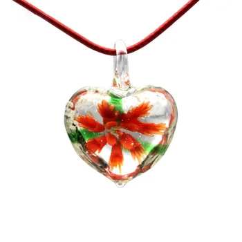 Móda Srdce, 4 farby Lampwork Sklenené Prívesky Kvet Murano Skla zobrazili kľúčové tlačidlá pre Náhrdelník