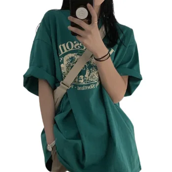 Móda Voľné Tlač Krátky Rukáv dámske Letné Top Tričko Ženy Ženy Harajuku Vintage T-shirt Streetwear Plus Veľkosť Tumblr