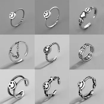 Módne Retro Minimalistický Šťastný Úsmev Krúžok Série Jednoduché Módne Dámy Krúžok Príslušenstvo Darček Šperky