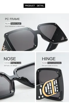 Nadrozmerné Okuliare Ženy, Mužov Značky Black Námestie Odtiene UV400 Gradient Slnečné Okuliare Pre Mužov Cool Jeden Kúsok Značky Dizajnér Sklo