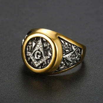 Najnovšie gold crystal slobodomurárstva dievčatá freemason symbol muži ženy party kapely krúžok neurčená šperky