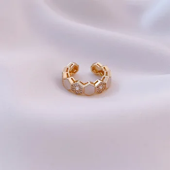 Neo-Gotickom Dizajn Pocit Honeycomb Modelovanie Zlaté Prstene Pre Ženy Kórejský Módne Šperky Mladých Dievčat Strany Nezvyčajné Doplnky