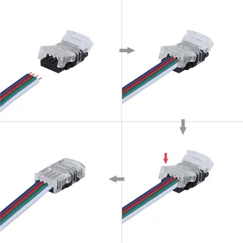 Neoteck 10pcs 4 Pin 10 MM LED Pásiky Pásy Solderless Snap Dole Klip Doske Konektor pre 10 mm Šírka 4pin IP65 RGB LED Pásy