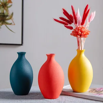 Nordic štýl váza jednoduché moderné keramické ozdoby sušené kvety ozdoby veranda, obývacia izba kvet usporiadanie stôl TV skrinka