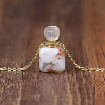 Nové Módne Ženy Malé Parfum Fľašu Náhrdelník Akvamarínov Crystal Esenciálny Olej Ampulka Náhrdelníky pre Ženy Šperky Romantický Darček