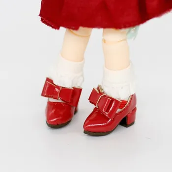 OB11 bábika veľkosť obuvi módne sladké ukázal malý podpätky s luky vysoké podpätky biely prášok čierna a iné farby