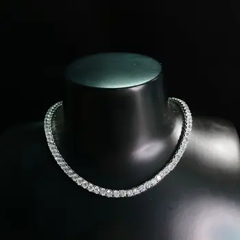 PANSYSEN 925 Sterling Silver 4 MM Rainbow Topaz Vytvorené Moissanite Diamond Svadobné Zapojenie Náhrdelník Ženy Jemné Šperky