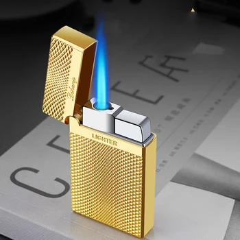 Plynový Zapaľovač Moderný Minimalistický Vyrezávané Zvuk Bután Rovno Do Modrý Plameň Lak Vetru Zapaľovače Fajčenie Cigariet Darček
