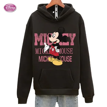 Poleron Disney Anime Nadrozmerná Mickey Mouse Mikina s Kapucňou, Ženy Hrubé Teplé 90. rokov Estetické Sudaderas Con Capucha Jeseň Zima