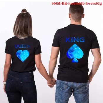 Pár Žien T Shirt Kráľ a Kráľovná Tlač Zábavné Femme T-shirts Bežné Krátky Rukáv Roztomilý Valentine Tee Topy Žena, Gotické Oblečenie