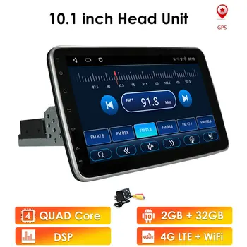 Quad Core Android10 1Din Univerzálny Auto Multimediálne Rádio Stereo Prehrávač, WiFi, GPS Zrkadlo Odkaz Autoradio 4G LTE Fotoaparát Otočná DSP