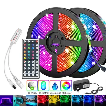 RGB 5050 LED Pásy, Rgb Pásky Pásky LED 12v Neon Strip, LED Pásy s Diaľkovým ovládačom Nočné Svetlo LED Lampa Domáce Osvetlenie