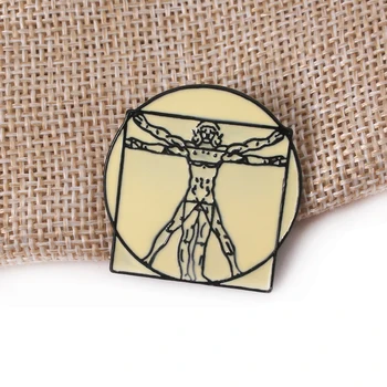RJ Da Vinci Klasické Diela Vitruvian Brošňa Funkciu Obrázok Šperky Smalt Odznak Pin Šperky so suvenírmi Darček