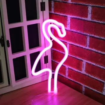 Ružový Neon Flamingo Svetlo Nástenné Svietidlo Izba Dekor Batérie a USB Prevádzkované LED, Neónové Svietidlá pre Spálne Bar Party, Svadba, Vianoce
