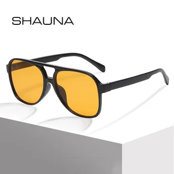 SHAUNA Retro Dvojité Mosty Pilot Ženy slnečné Okuliare Módne Gradient Okuliare Mužov Candy Farebných Odtieňov, UV400 Trendy Slnečné Okuliare