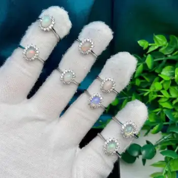 Skutočné prírodné opal krúžok pre ženy Strany svadobné šperky darček Luxusný prírodný drahokam nastaviteľný krúžok veľkoobchod