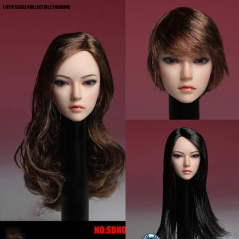 SUPER DUCK SDH002 1/6 Rozsahu Ázia Žena Hnedými Vlasmi Čierne Rovné Dlhé/Krátke Vlasy Hlavu Sculpt Vyrezávané Model pre 12