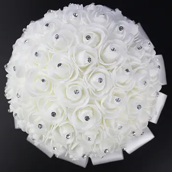 Svadobné Svadobné Kytice, Doplnky Pena Umelé Kvety Bielej Ruže Kytice Kórejský Svadobné Fotografie Mariage