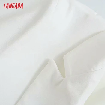Tangada Ženy Pevné Ružové Sako Kabát Vintage Dvojité Breasted Vrecku 2021 Módne Žena Bežné Elegantné Topy 4M181