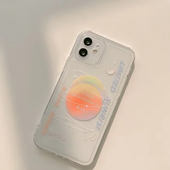 Transparentné TPU Planéty puzdro pre iPhone 11 12 Mini Pro Max 2020 7 8 Plus X XS Max XR SE Prípade Shockproof Zadný Kryt