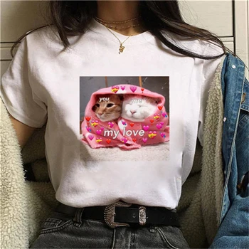 Veľká Vlna Estetické T-Shirt Žena 90. rokov Módne Graphic Tee Roztomilý T Košele A Roztomilý Zvieratá Vytlačené Letné Topy Žena