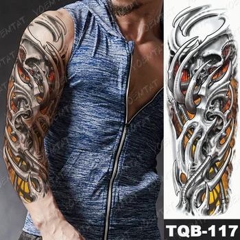 Veľké Arm Tattoo Rukáv Strojové Zariadenia, Výstroj Lebky Nepremokavé Dočasné Tatto Nálepky Plachtenie Body Art Full Falošné Tetovanie Ženy Muži
