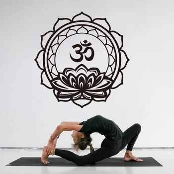 Veľké Mandala Lotus Meditácia, Jóga Stenu Odtlačkový Telocvični Lotus Om Mantra Meditácie Mandala Hinduizmus Stenu, Vinylové Nálepky Dekor