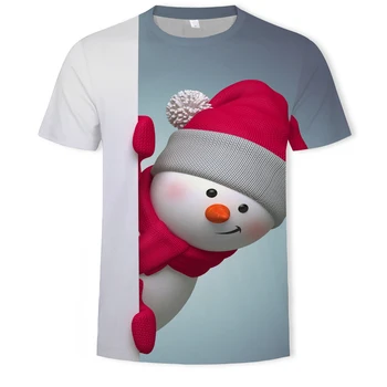 Vianočné snehuliak tému leto mužov a žien T-shirt ulici osobnosti O-krku-krátke rukávy nadrozmerné T-shirt 3D tlač