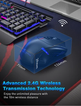 VicTsing 2.4 GHz Wireless Gaming Mouse Optical Hry Myš 2400 DPI Dýchanie Podsvietený Tichý a Ergonomický 7 Tlačidiel na PC Počítač