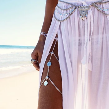 Vintage Ženy Cigán Šperky Sexy Preháňania Letné Beach Viacvrstvových Nohu Reťazca Boho Etnických Strapec Mince Telo Reťazca Nohy Šperky