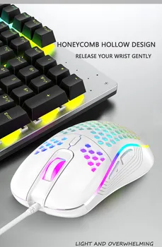 Ľahký RGB Hernej Myši 7200DPI Honeycomb Shell Ergonomických Myši s Ultra Väzbe Kábel Pre Počítač Gamer PC Desktop