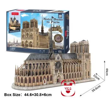 1:250 Notre Dame de Paris obojstranné Otvoriť 3DPanoramic Vysokej Simulačný Model Puzzle rozeta detský Inteligentná Hračka so suvenírmi