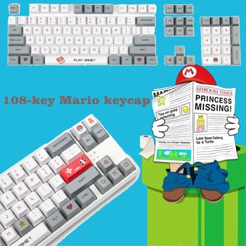 108-key Mario Keycaps PBT Sublimačná OEM Vysoko Mechanické Klávesnice Keycaps pre 90% GH60/GK61/GK68/96/87/84 Mechanické Klávesnice