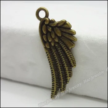 120 ks Kúzlo Vintage Krídlo Prívesok Antickej bronzovej Zliatiny Zinku Fit Náramok, Náhrdelník DIY Kovové Šperky Zistenia
