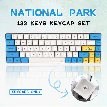 132 keycaps Keypro Národný Park Ethermal Sublimačná písma PBT keycap Pre 60-108 Kľúče Káblové USB mechanické klávesnice