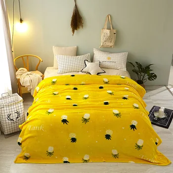 150x200cm teplé žlté banány, ananás, tlač fleece deka na gauč mäkké hodiť prehoz cez posteľ asfaltový kryt na posteľ 40