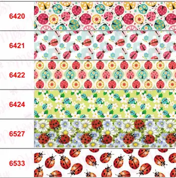 16 mm-75mm Cartoon Lienka Série Daisy kvetov Vytlačené Grosgrain/Elastický pás s nástrojmi DIY Party Dekor Vlasy Bowknots 50yards/roll