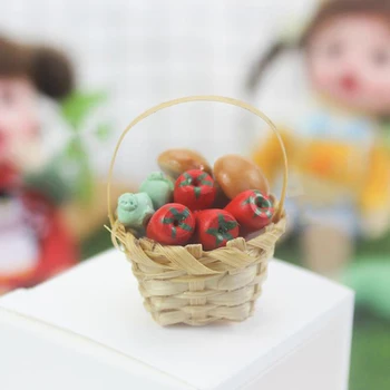 1Pc 1:12 domček pre bábiky Mini Zeleniny na Uskladnenie Potravín Kôš Doll House Kuchyňa Decor