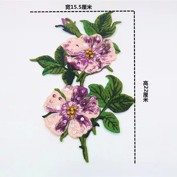1Pc Fialové Kvety Vyšívané Škvrny Šiť Na Odznaky Na Odevy DIY Appliques Dekorácie
