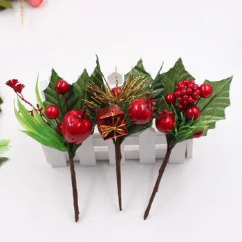1Pc Umelý Kvet Red Pearl Stamen Bobule Pobočky DIY Tortu Vianočné Svadobný Dar Box Vence Plavidlá Dekorácie
