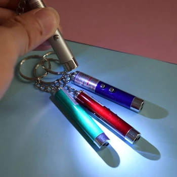 2 v 1 Červené Laserové Ukazovátko Pero 5MW Mini Keychain Laserové Pero S Bielym LED Baterka Lúč Svetla Pre Pracovné Vyučovanie odbornej Prípravy