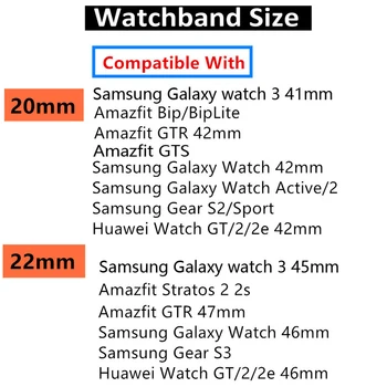 20 mm 22 mm Pásmo Pre Samsung Galaxy Sledujte 3/42mm 46 mm Aktívny 2 Popruh Výstroj S3 Nylon Náramok Huawei Sledovať GT 2 2e Pro Amazfit Bip