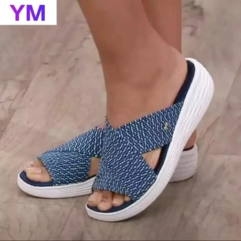 2021 Bežné Sandále, Papuče Ženy Móda Hrubé Dno Svahu s Non-slip Nosenie Plážové Sandále Duté dámske Topánky Plus Veľkosť 43