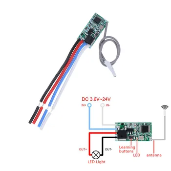 3.6 V-24V DIY 433 Mhz 1CH RF Prijímač Relé Univerzálne Diaľkové Ovládanie Micro Switch Modul LED Svetlo Regulátor DC