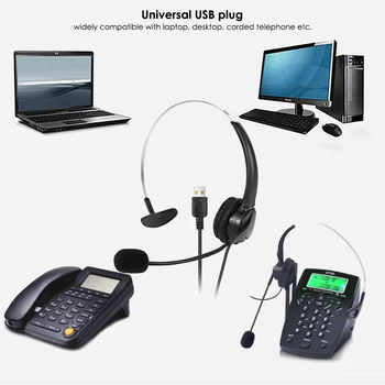 32 Ohm Univerzálny USB konektor Na-Ear Slúchadlá Káblové Slúchadlá s Hlukom Zamlčať Mic pre Notebook Ploche Šnúrový Telefón
